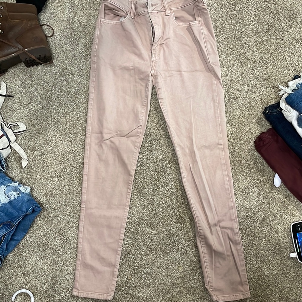 American eagle pink jeans size 6